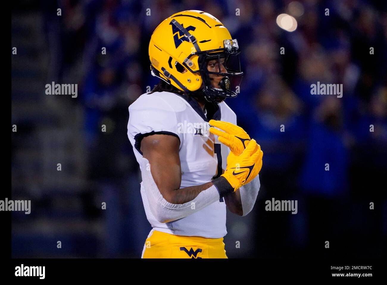West Virginia wide receiver Winston Wright Jr. during an NCAA college