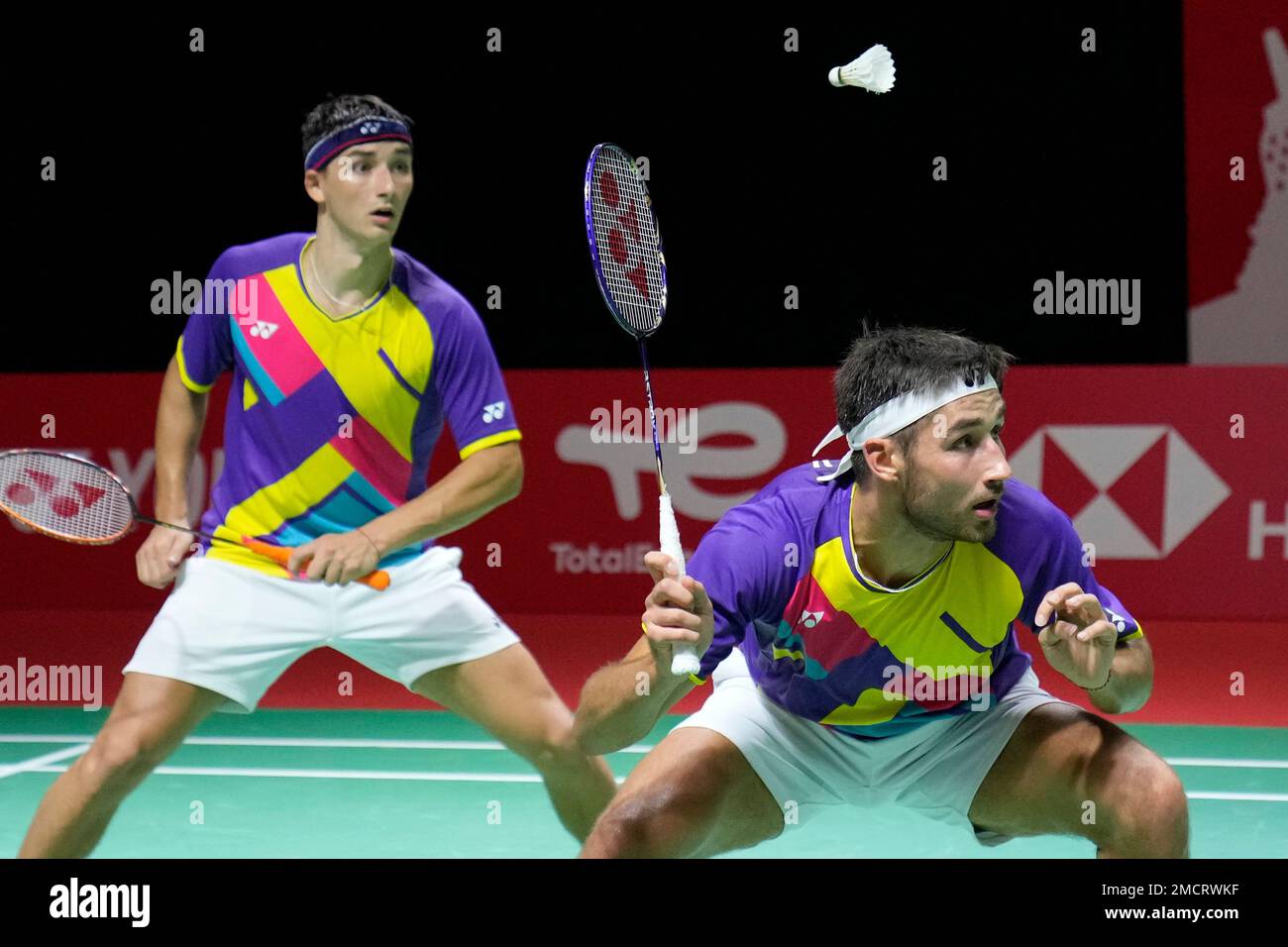 France Toma Junior Popov, right, and Christo Popov compete against Malaysias Ong Yew Sin and Teo Ee Yi during their mens doubles Group B badminton match at the BWF World Tour Finals