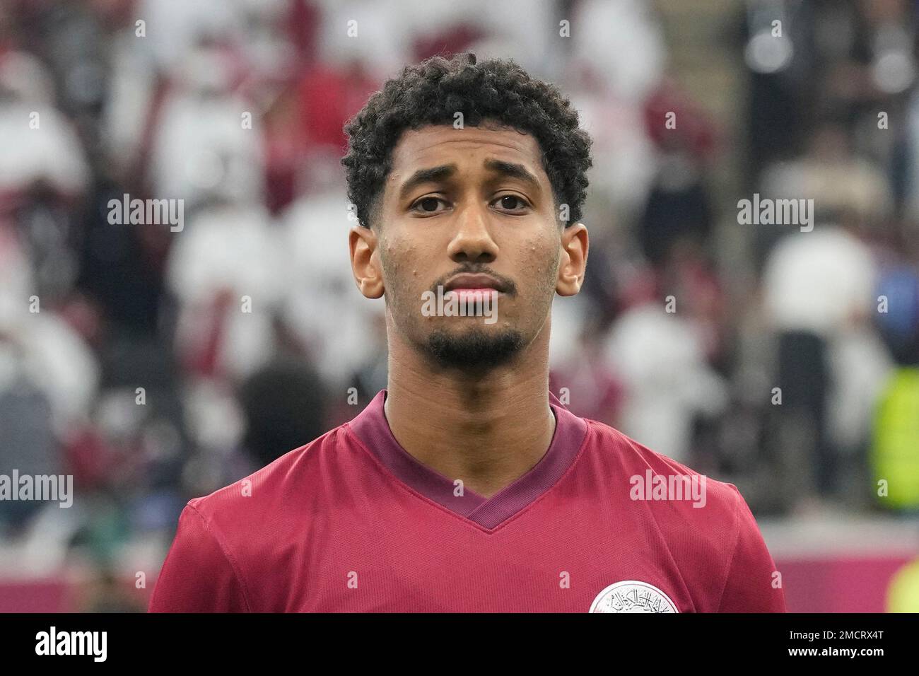 Qatar's Homam Ahmed lines up before the group A Arab Cup soccer match