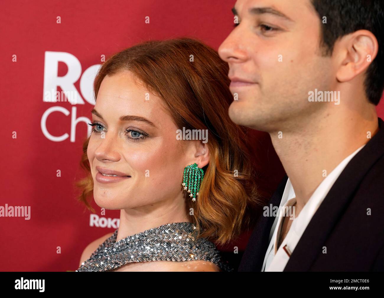 Jane Levy, left, and Skylar Astin, cast members in "Zoey's Extraordinary  Christmas," pose together at the premiere of the film, Tuesday, Nov. 30,  2021, in Los Angeles. (AP Photo/Chris Pizzello Stock Photo -