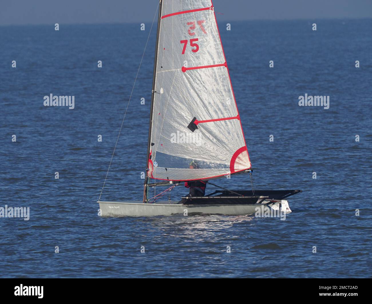 Sheerness, Kent, UK. 22nd Jan, 2023. UK Weather: a sunny but cold morning (2 deg C at 11am) for hardy sailors taking part in Isle of Sheppey Sailing Club's aptly named 'Frostbite' series. Credit: James Bell/Alamy Live News Stock Photo