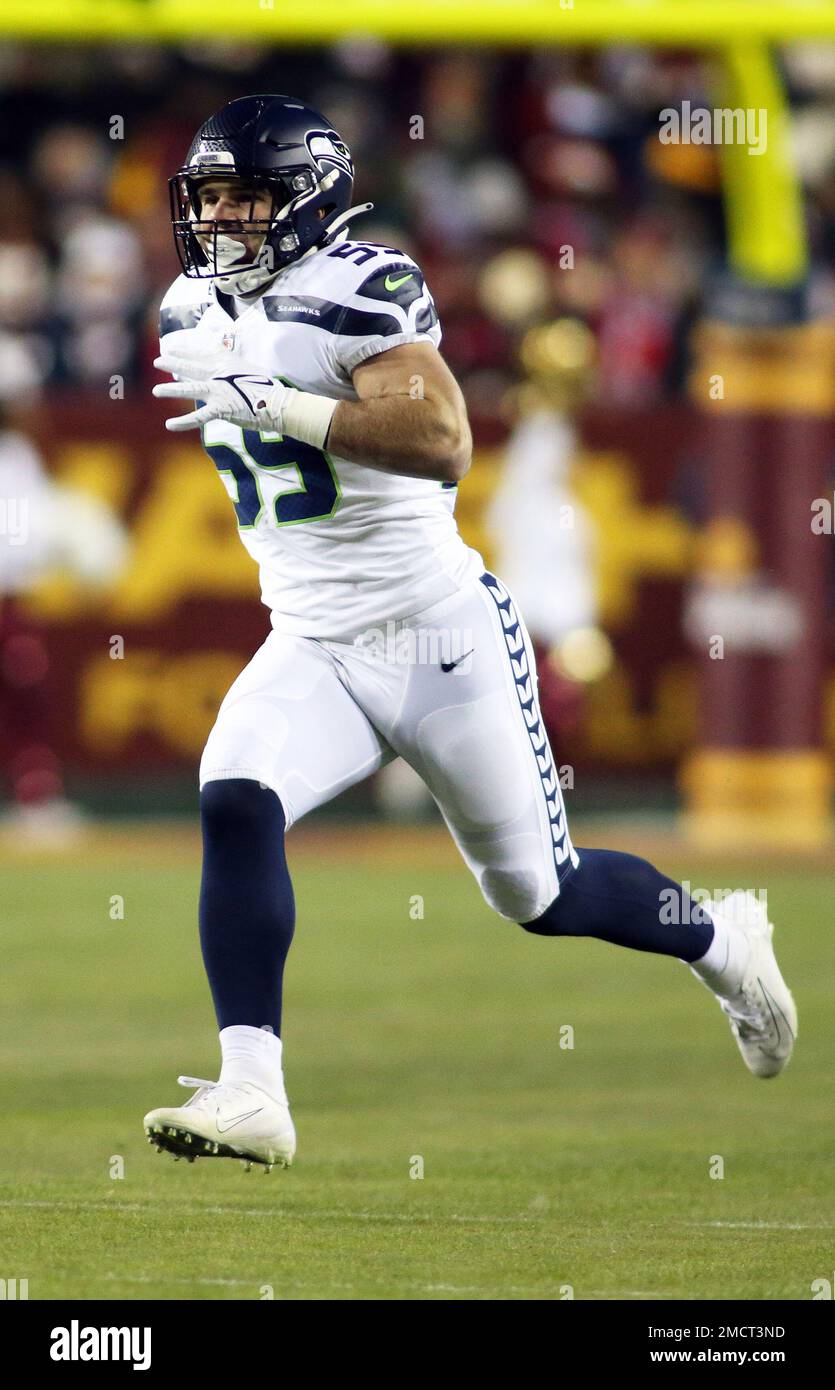 Seattle Seahawks linebacker Jon Rhattigan (59) walks on the field during  minicamp Tuesday, June 6, 2023, at the NFL football team's facilities in  Renton, Wash. (AP Photo/Lindsey Wasson Stock Photo - Alamy