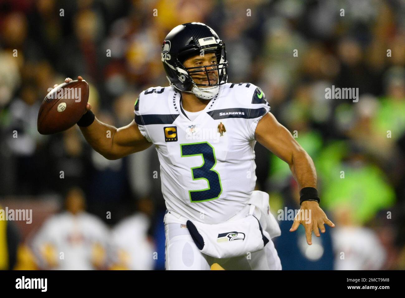 Seattle, USA. 22nd Sep, 2019. Seattle Seahawks quarterback Russell Wilson  (3) hauls New Orleans Saints cornerback Marshon Lattimore (23) in for a  2-yard touchdown during the third quarter at CenturyLink Field on