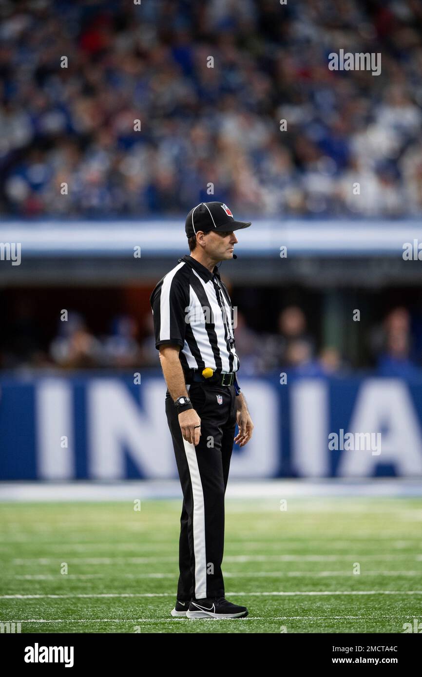 NFL side judge Dave Hawkshaw (107) on the field during an NFL football