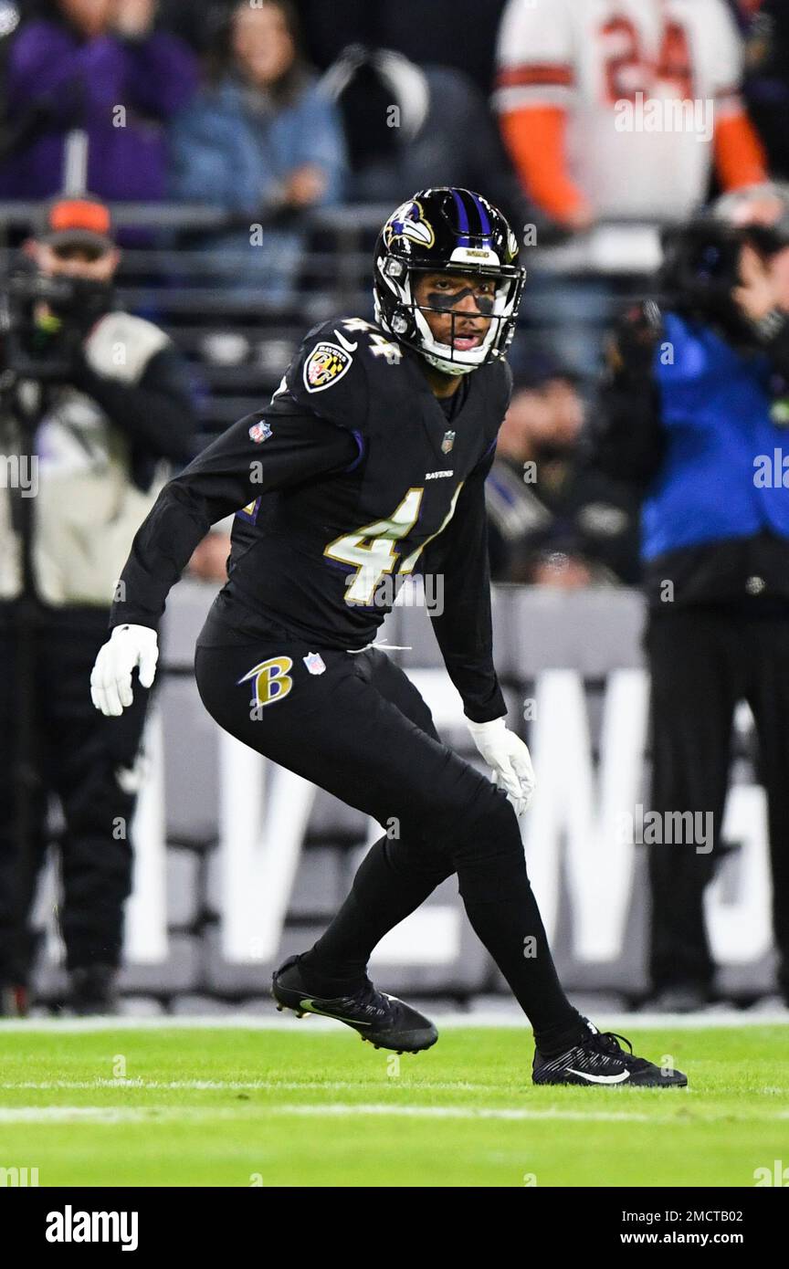 Baltimore Ravens cornerback Marlon Humphrey (44) in action during