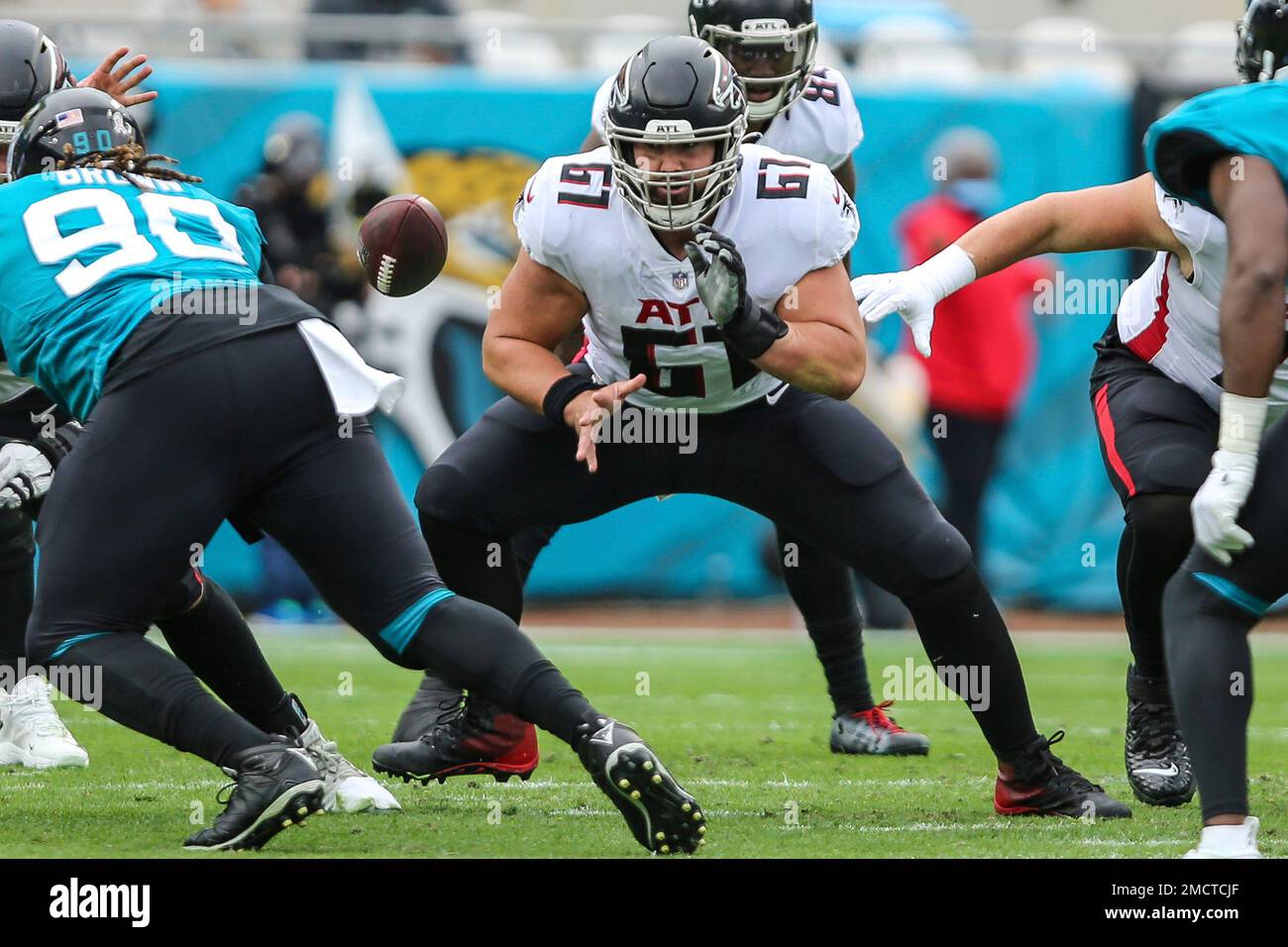 Atlanta Falcons center Matt Hennessy (61) is seen before an NFL football  game against the Dallas Cowboys, Sunday, Aug 14, 2021, in Arlington, Texas.  Dallas won 43-3. (AP Photo/Brandon Wade Stock Photo - Alamy