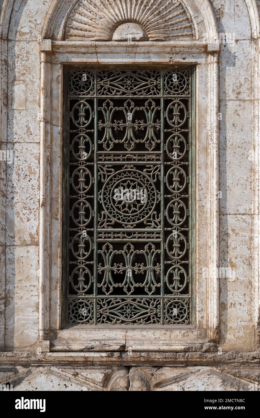 Window, Mosque of Muhammad Ali, Salah Al Din, Cairo Citadel, Egypt Stock Photo