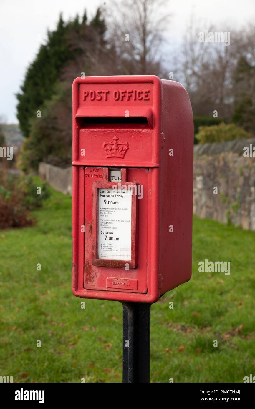 post-box-on-metal-post-showing-collection-times-stock-photo-alamy
