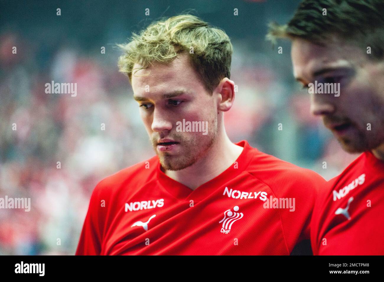 Malmo, Sweden. 21st Jan, 2023. Simon Pytlick of Denmark is warming up