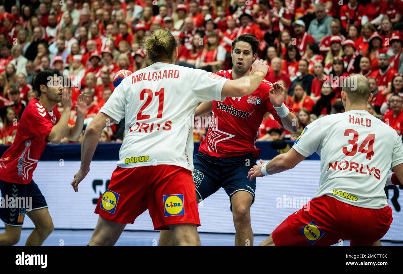Malmo, Sweden. 21st Jan, 2023. Ian Hueter (14) of USA seen during the IHF World Handball