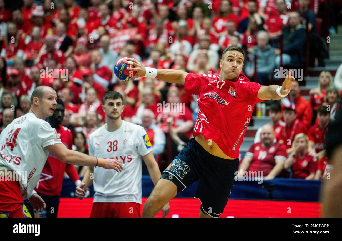 Malmo, Sweden. 21st Jan, 2023. Andrew Donlin (17) of USA seen during the IHF World Handball