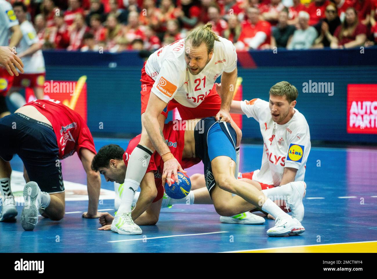 Malmo, Sweden. 21st Jan, 2023. Henrik Mollgaard (21) of Denmark seen