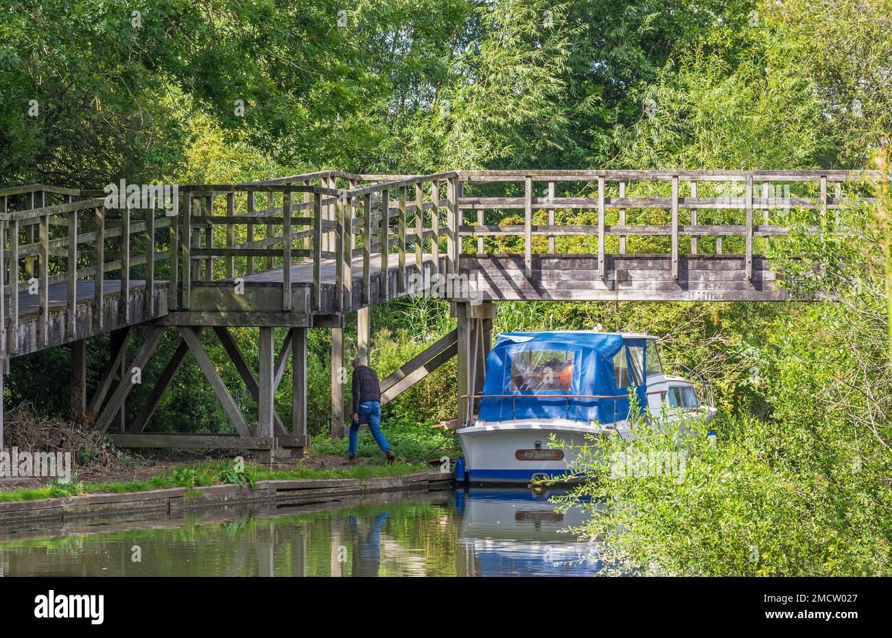 Heading Into the Woods, Canal, Newbury, Berkshire, UK Stock Photo