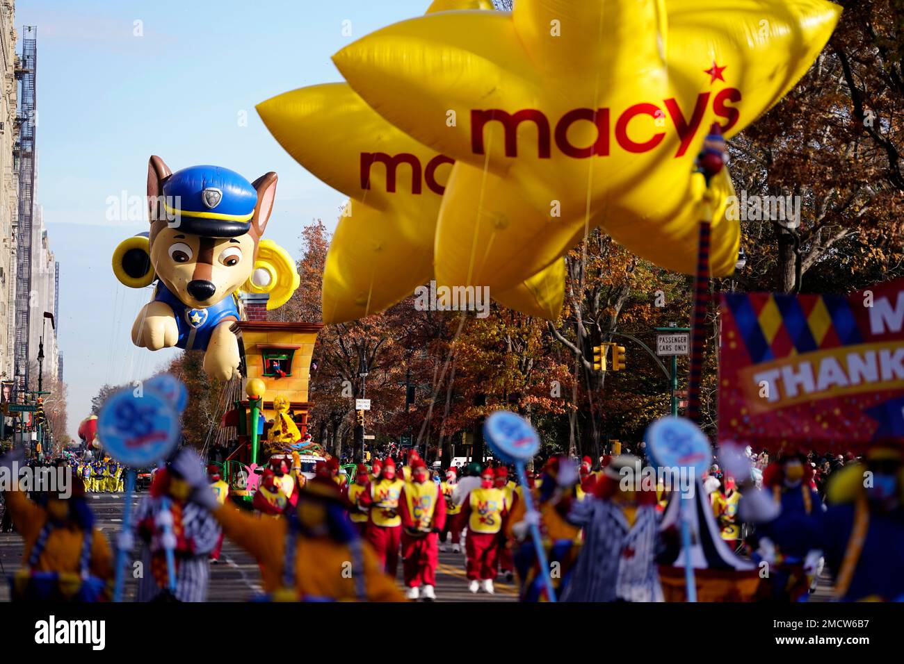 The PAW Patrol balloon floats in the Macy's Thanksgiving Day Parade on