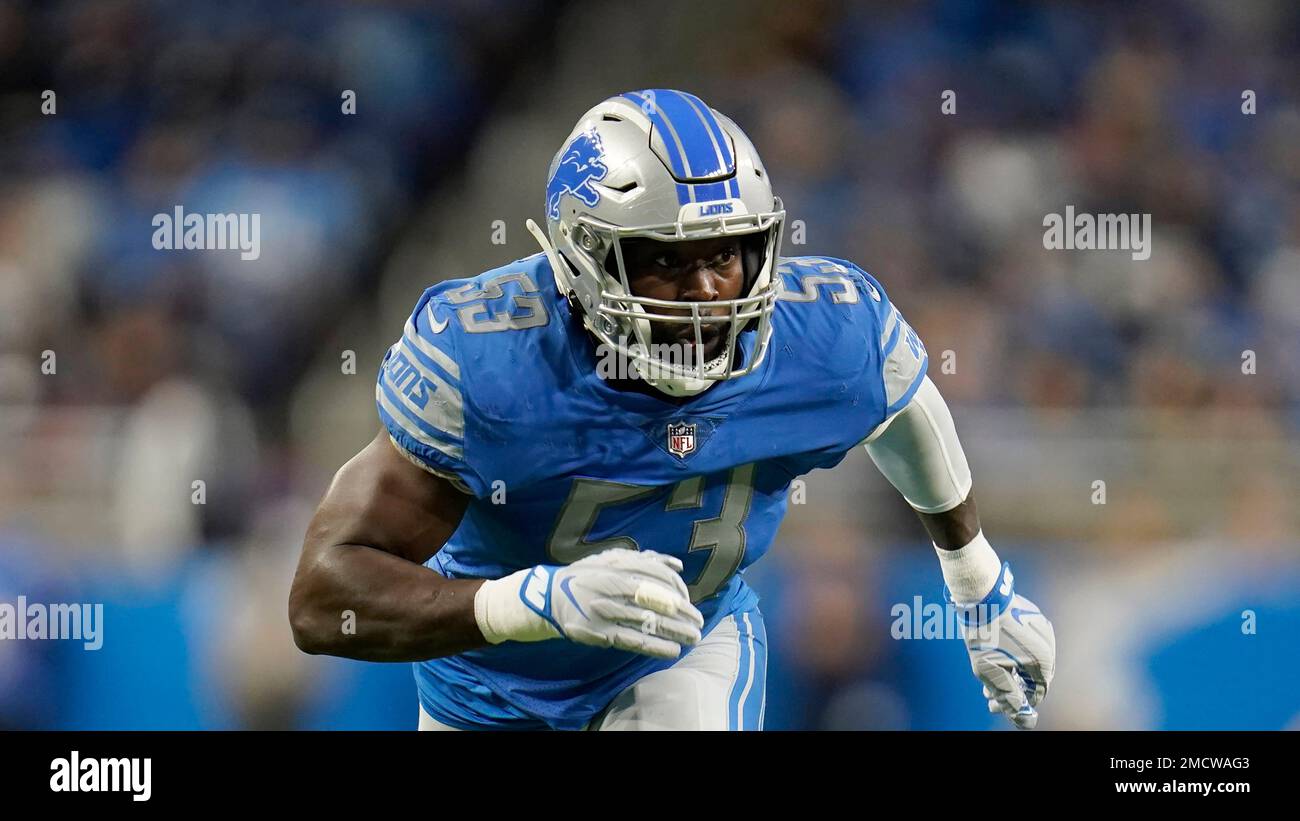Detroit Lions outside linebacker Charles Harris plays during the first
