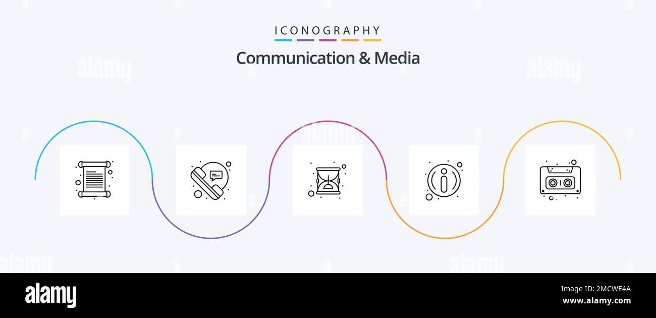 Communication And Media Line 5 Icon Pack Including audio cassette