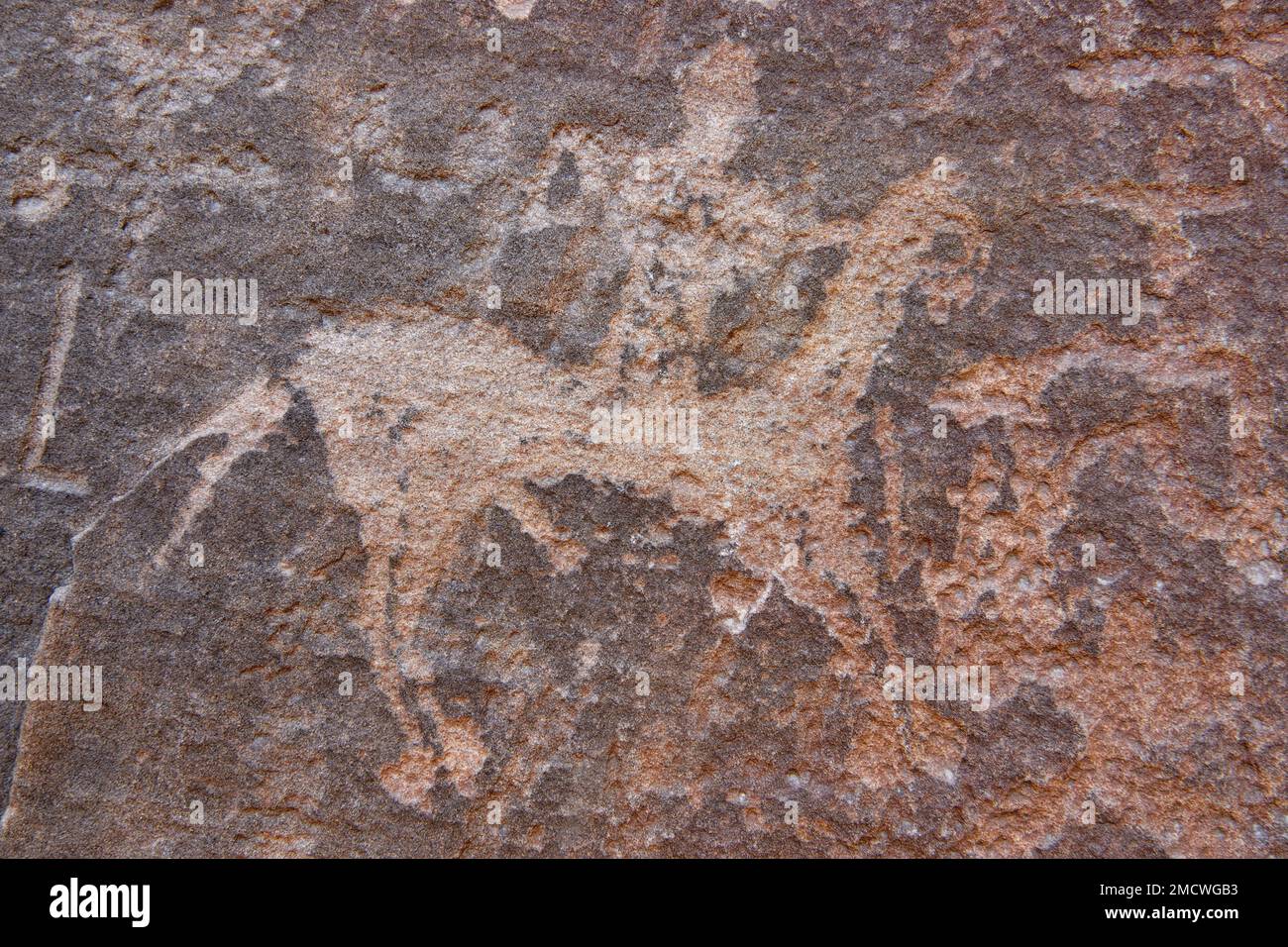 Rock engraving of a horseman, Wadi Abu Oud, near AlUla, Medina Province