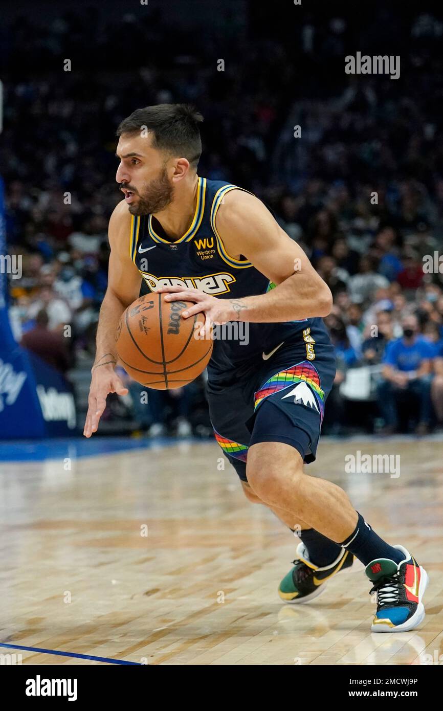 Denver Nuggets guard Facundo Campazzo (7) in the second half of an NBA  basketball game Friday, Oct. 29, 2021, in Denver. The Nuggets won 106-75.  (AP Photo/David Zalubowski Stock Photo - Alamy