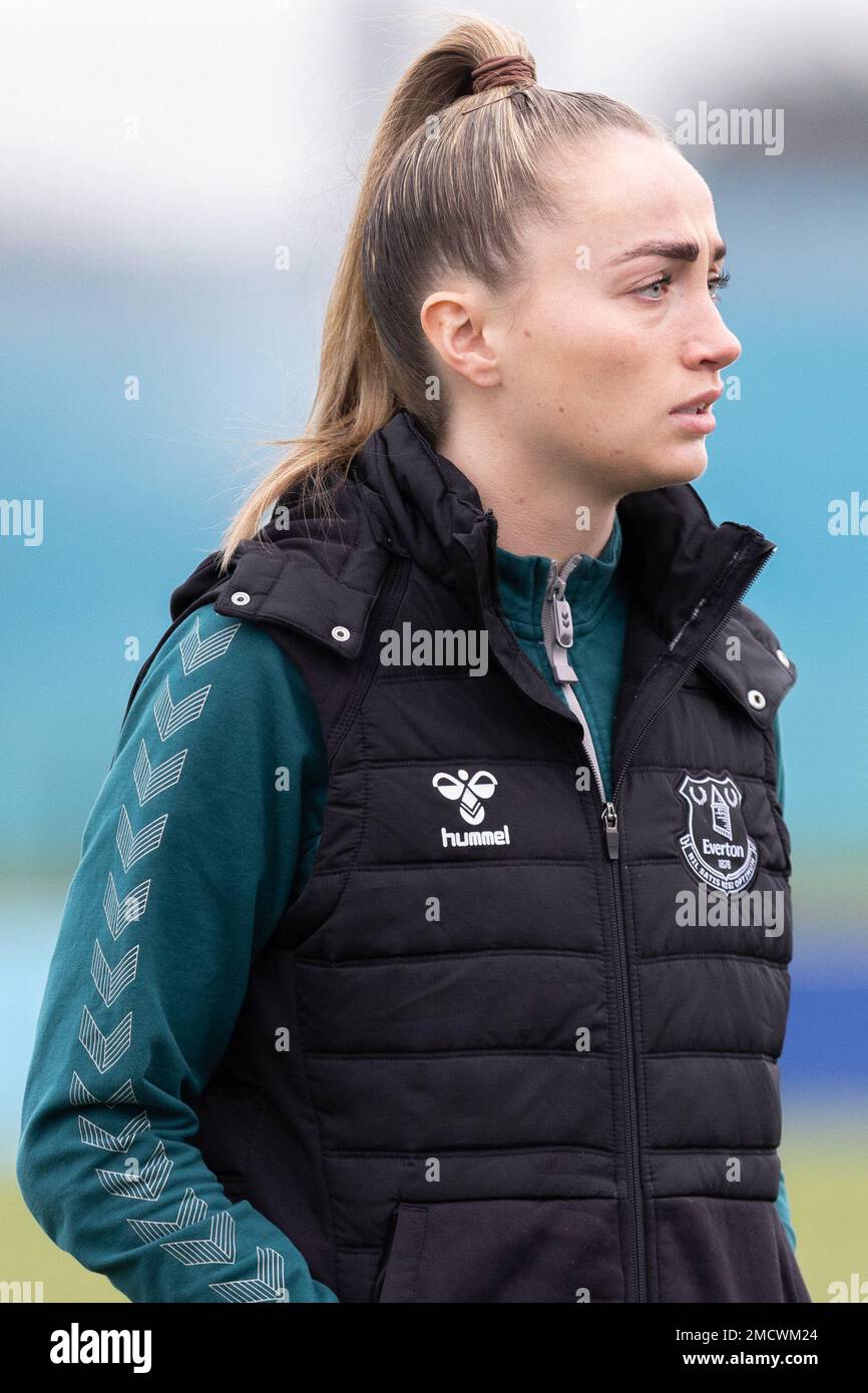 Liverpool, UK. 22nd Jan 2023. Megan Finnigan of Everton Women before the The Fa Women's Super League match between Everton Women and West Ham Women at Walton Hall Park, Liverpool, United Kingdom, 22nd January 2023  (Photo by Phil Bryan/Alamy Live News) Stock Photo
