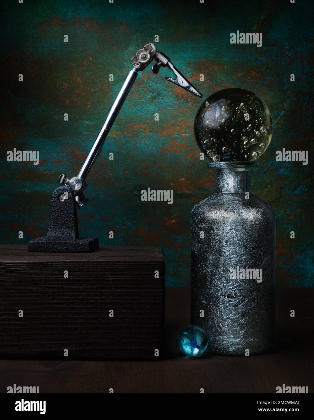 Topic Mysticism, Superstition, Astrology, Still life with glass ball on