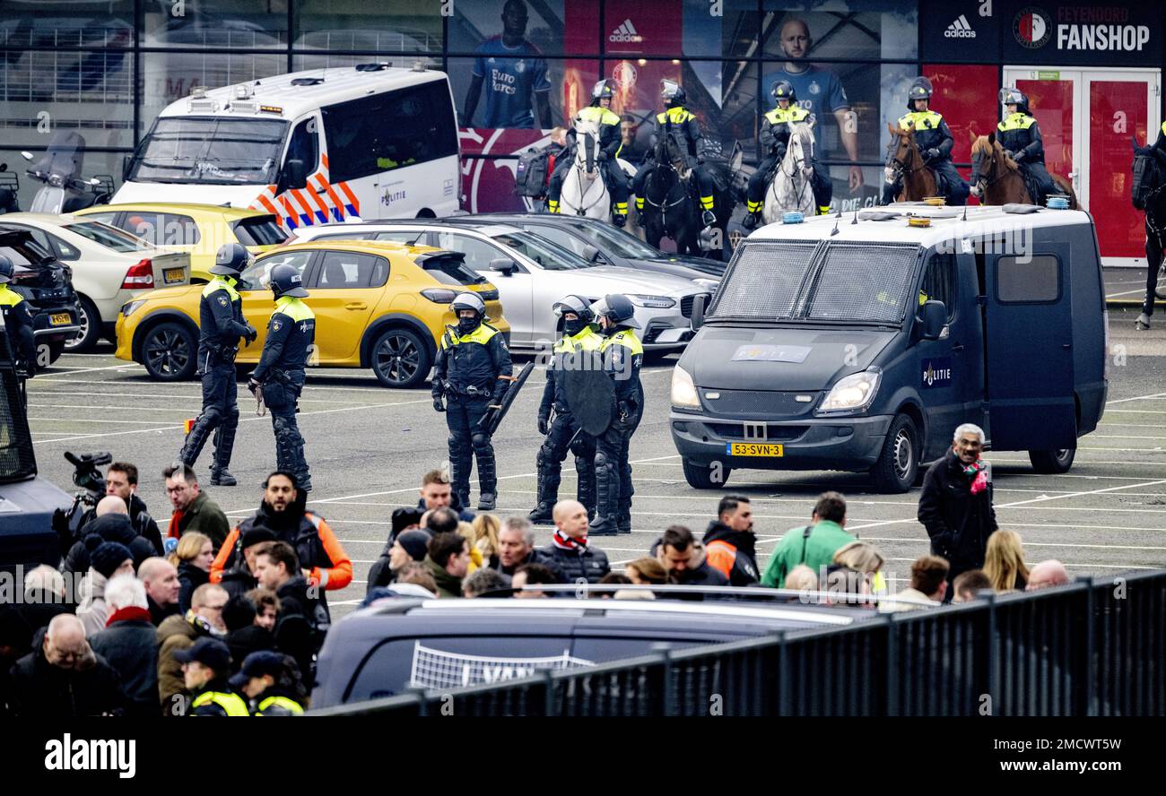 ROTTERDAM Police officers keep an eye on stadium De Kuip prior to the
