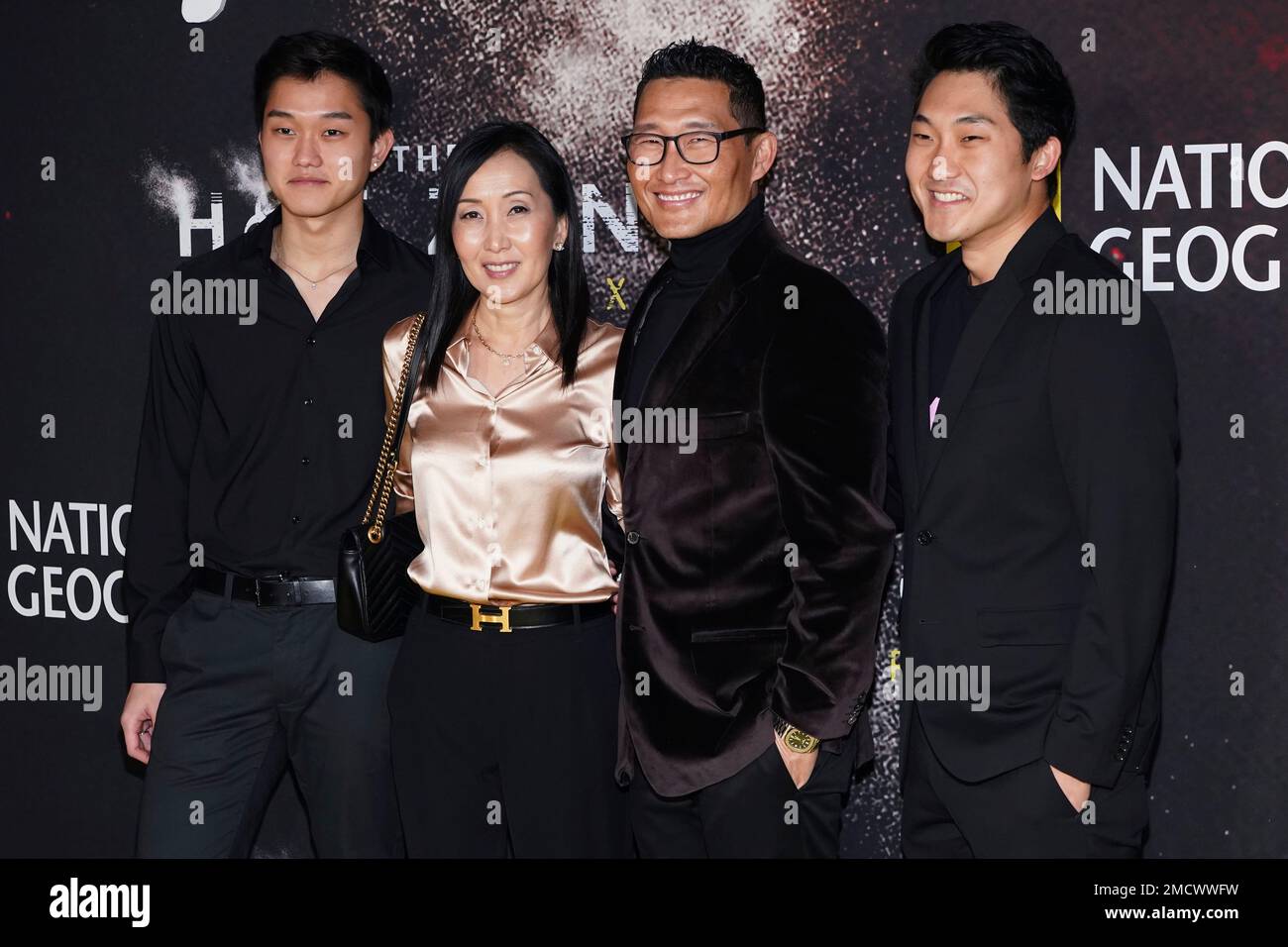 Mia Kim, Daniel Dae Kim and their sons attend the premiere of National