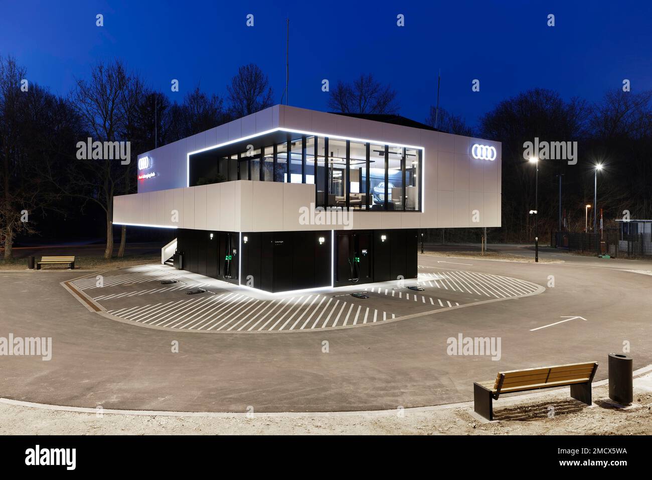 First Audi Charging Hub, six covered HPC charging spaces, fast charging