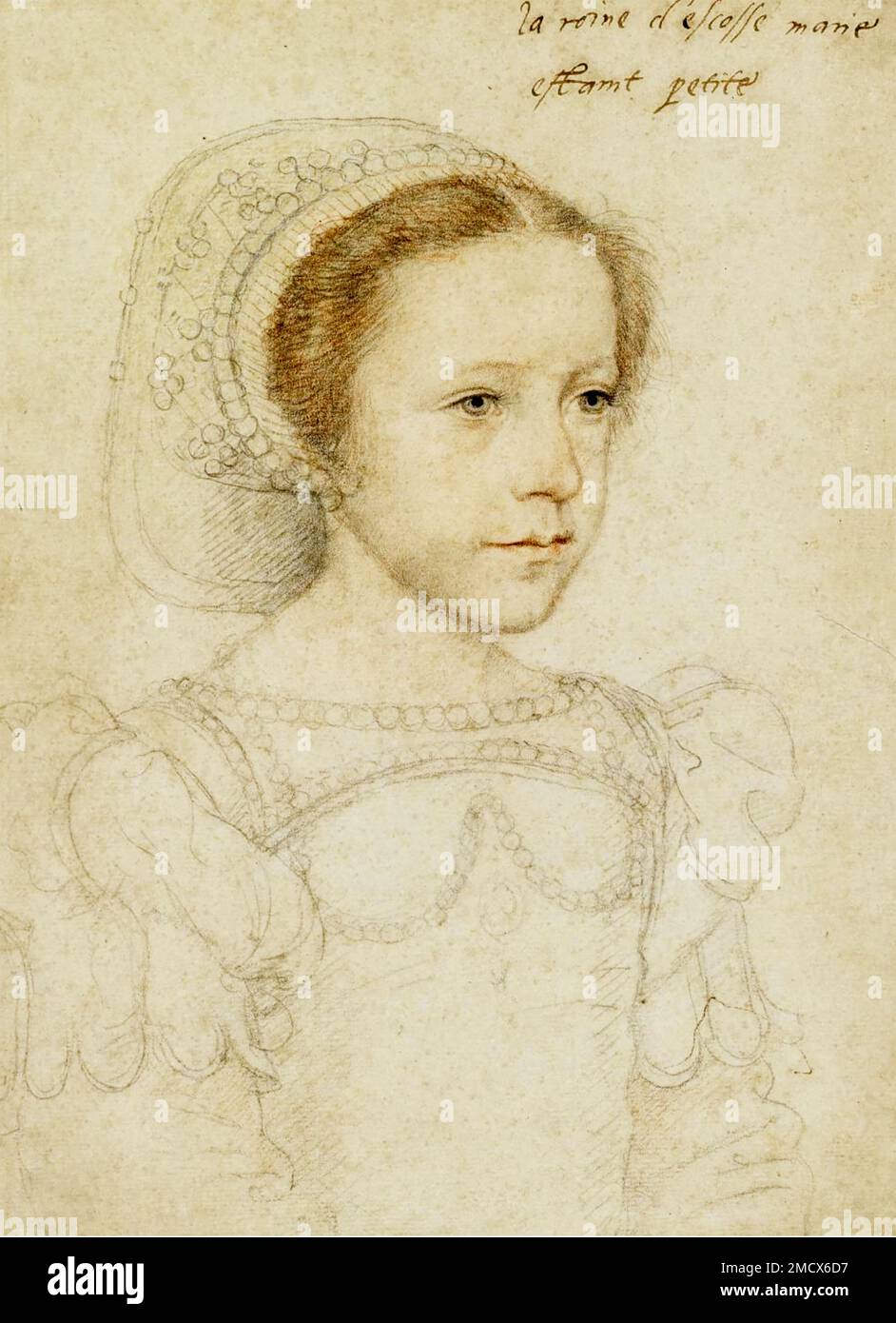 MARY QUEEN OF SCOTS (1542-1587) about 1549 by François Clouet. Original in the Yale University Art Gallery Stock Photo