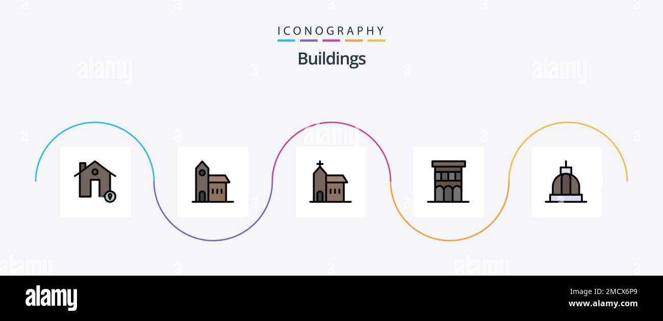 Buildings Line Filled Flat 5 Icon Pack Including building. architecture ...