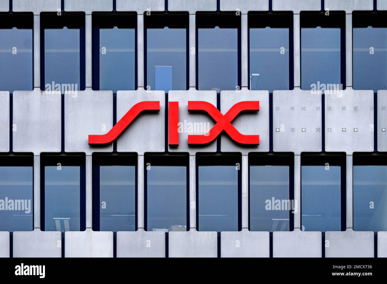 SIX lettering, financial centre, Zurich, Switzerland Stock Photo