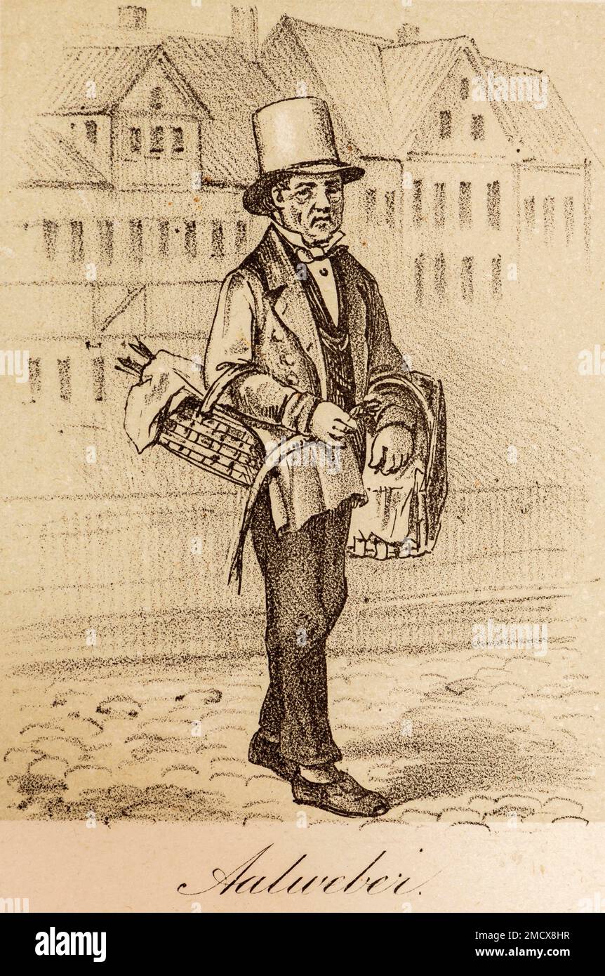 Funny old Hamburg, eel weaver, eel, original Hamburg, portrait, sale