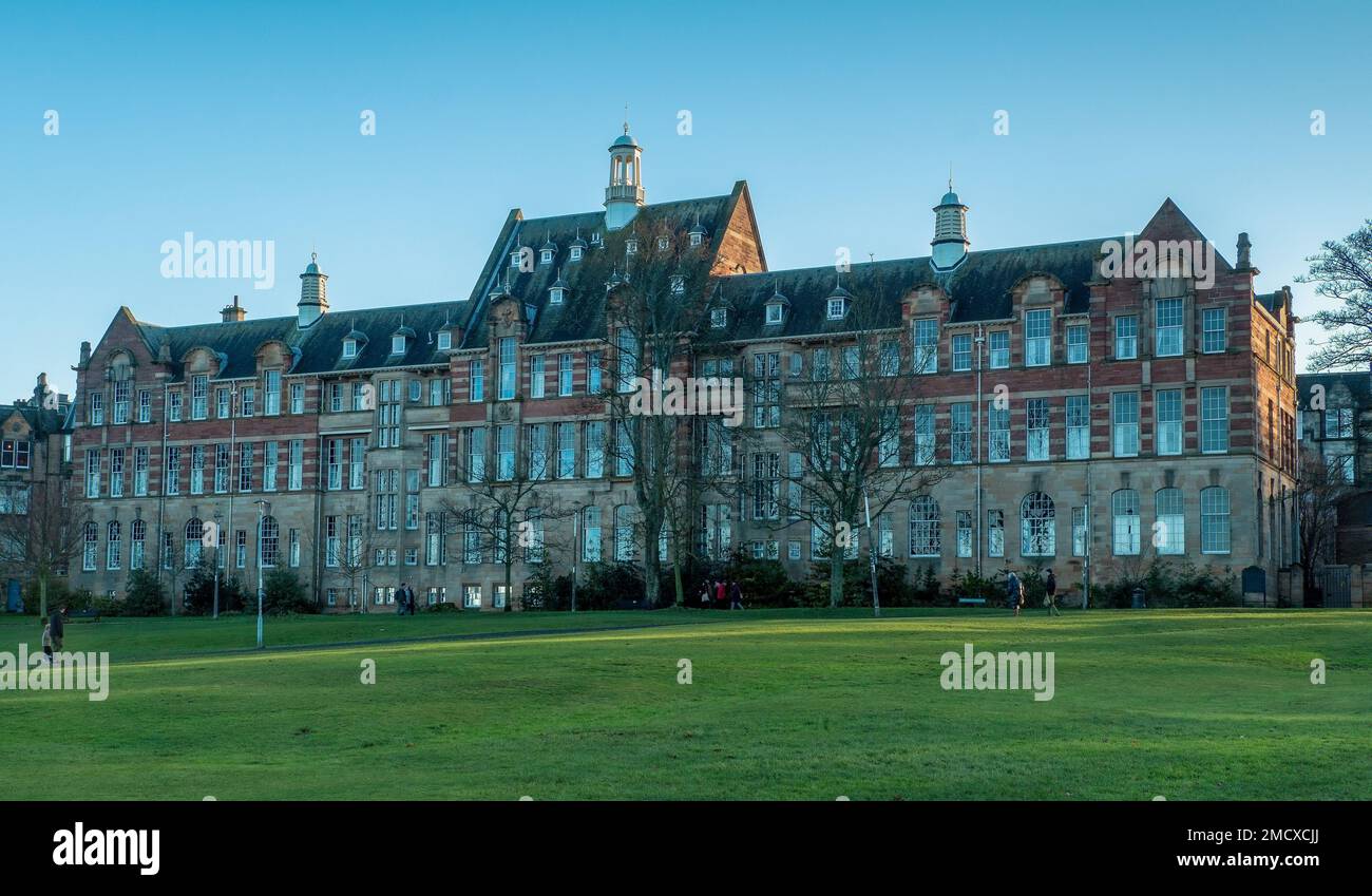 Old Boroughmuir High School has been transformed into flats many years ago, Edinburgh, Scotland, UK Stock Photo