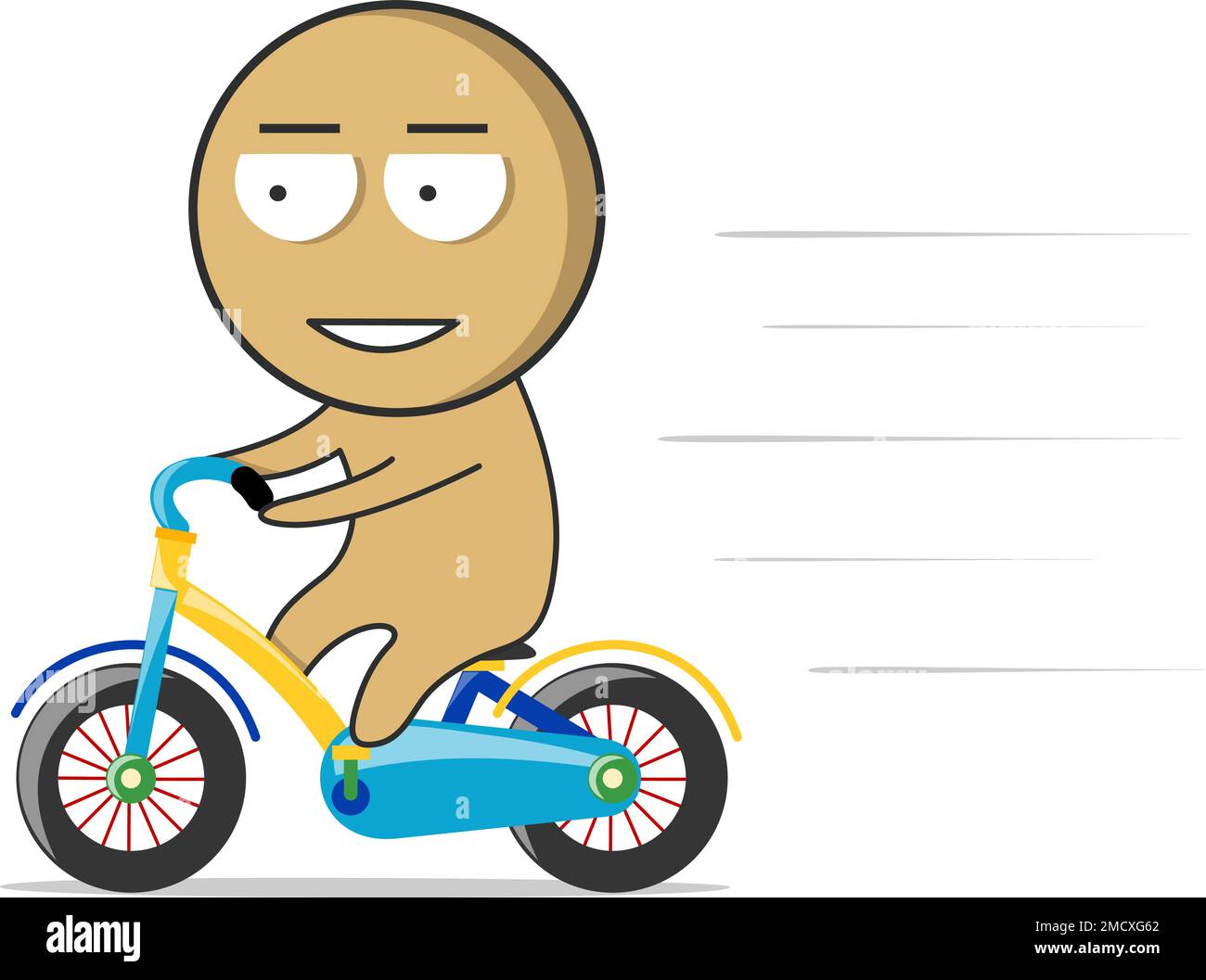 The boy is riding a motorcycle fast on the road Stock Vector