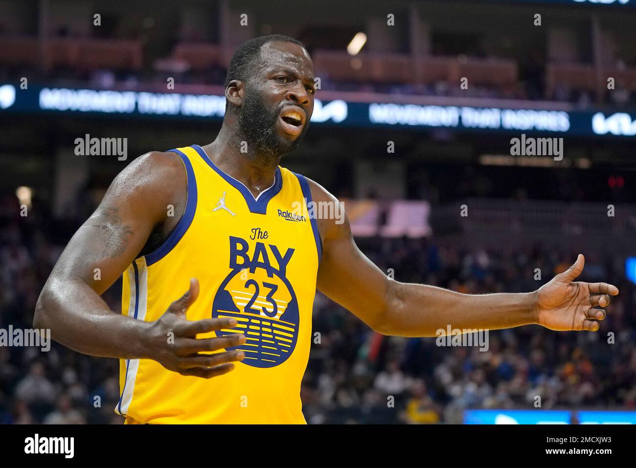 Draymond Green (23) of the Golden State Warriors reacts during the