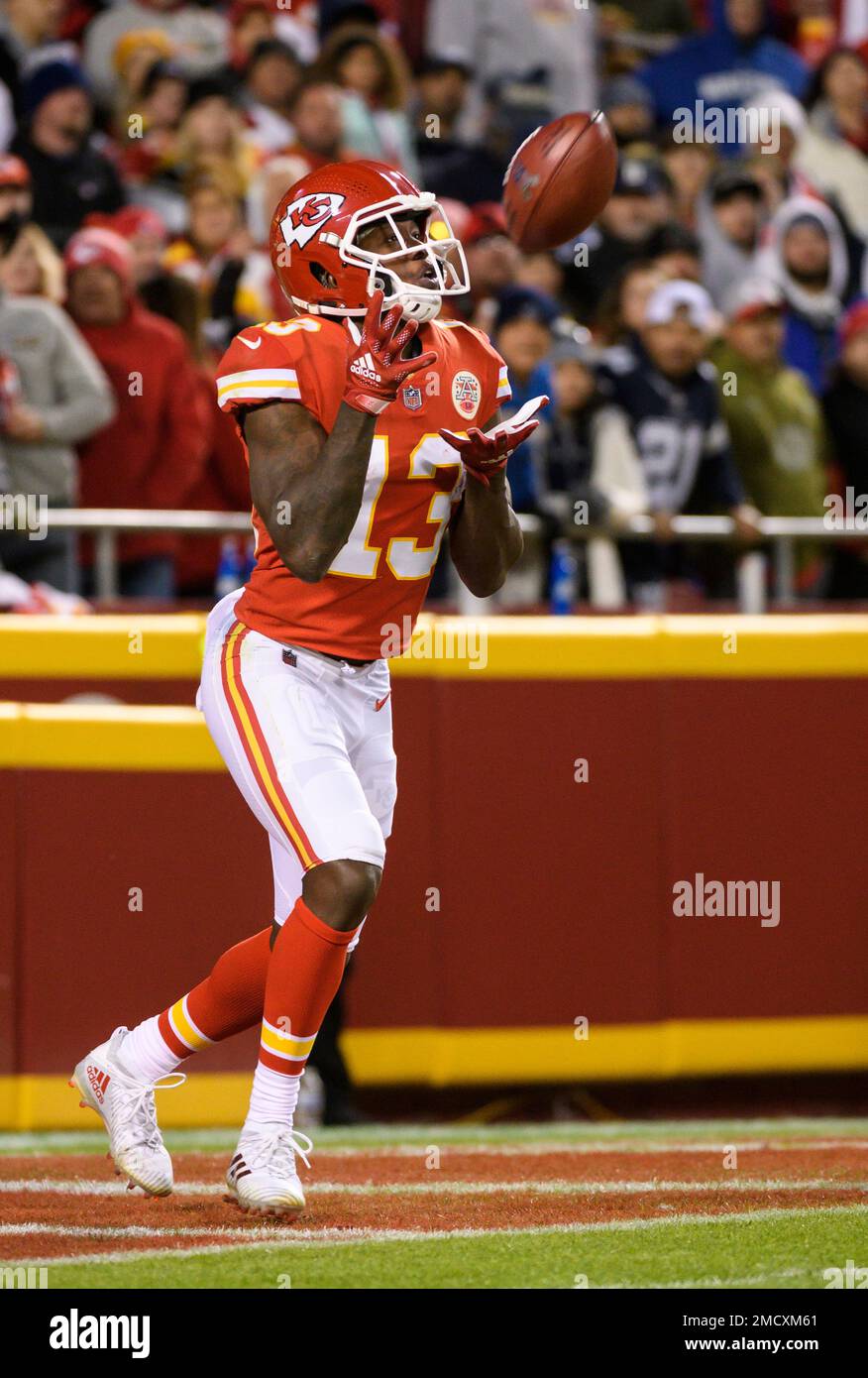 Kansas City Chiefs wide receiver Byron Pringle takes a kickoff against