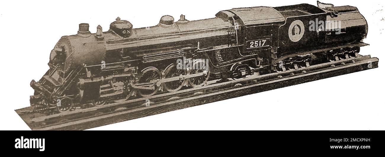 an American Prairie type locomotive (1930 illustration). Stock Photo