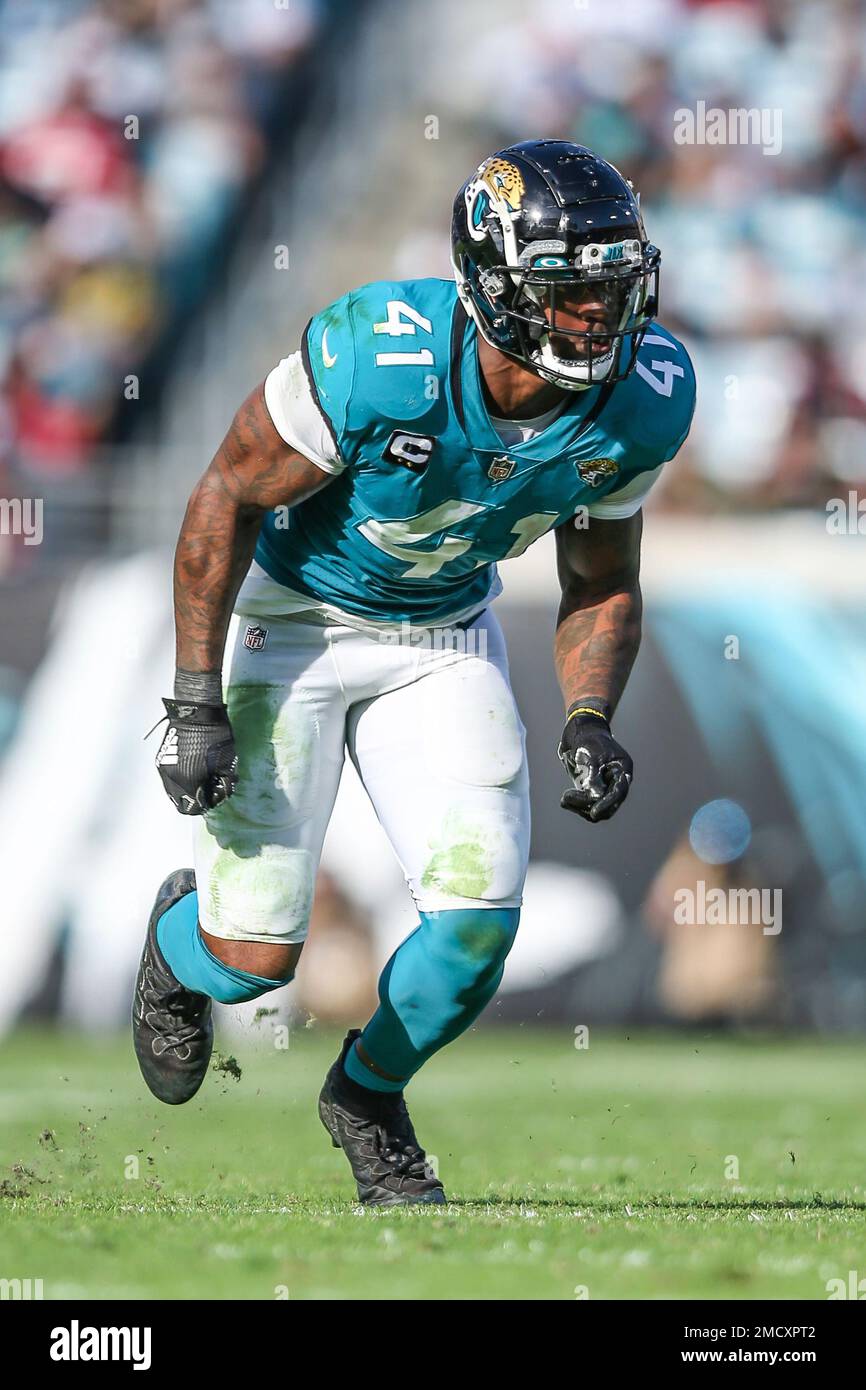 Jacksonville Jaguars linebacker Josh Allen (41) runs to the ball during