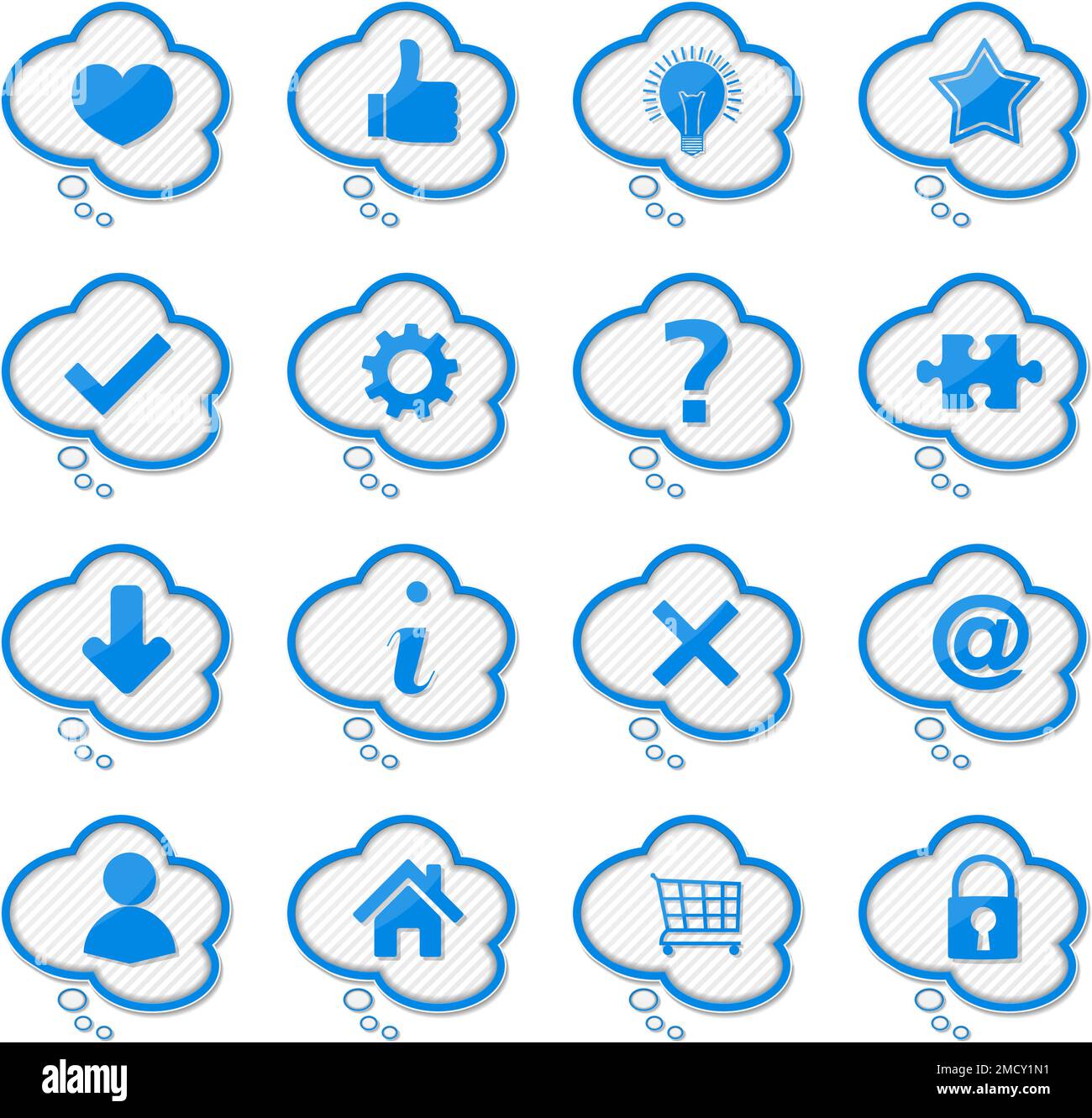 Set of blue speech bubles with icons, vector eps10 illustration Stock ...