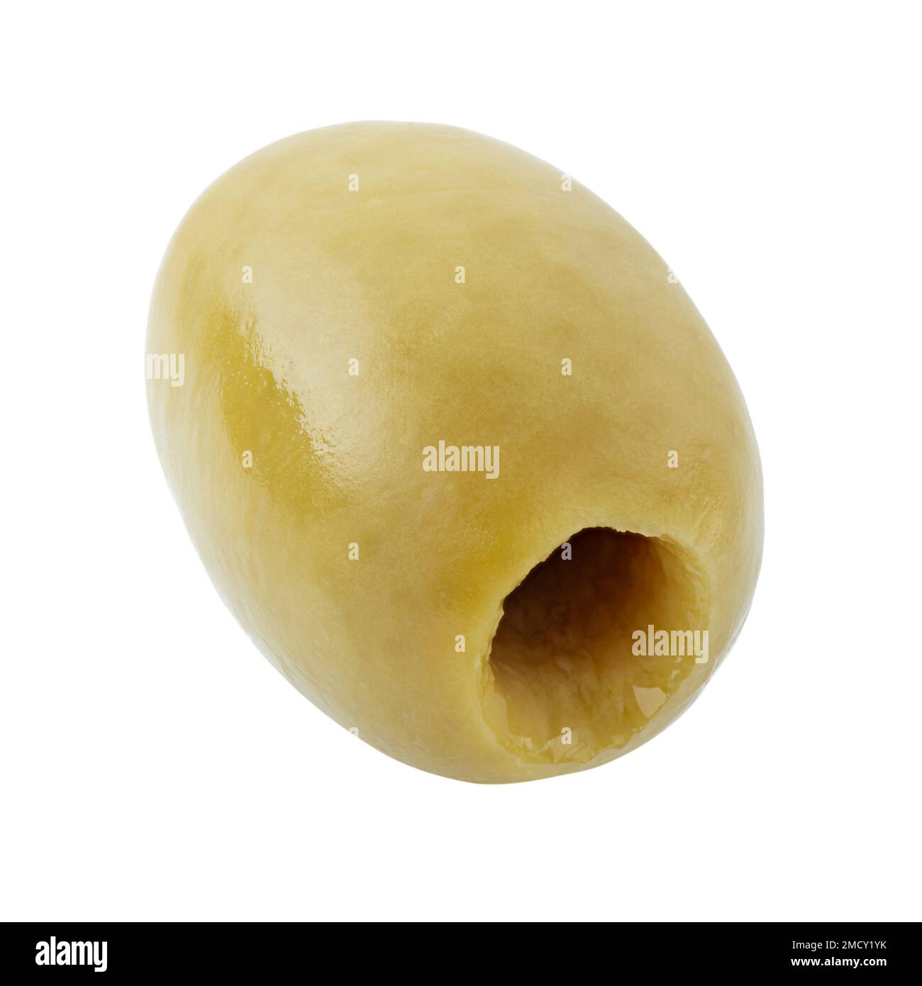 Pitted canned olives isolated on white background. File contains