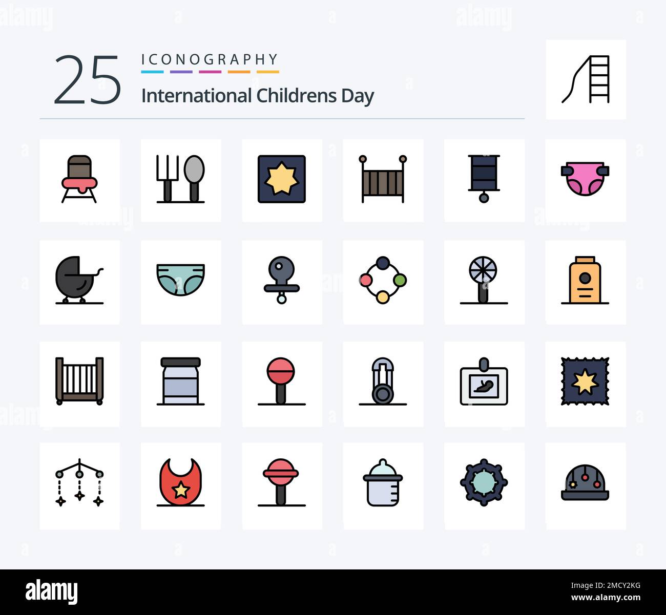 Baby 25 Line Filled icon pack including toy. child. geometry. baby