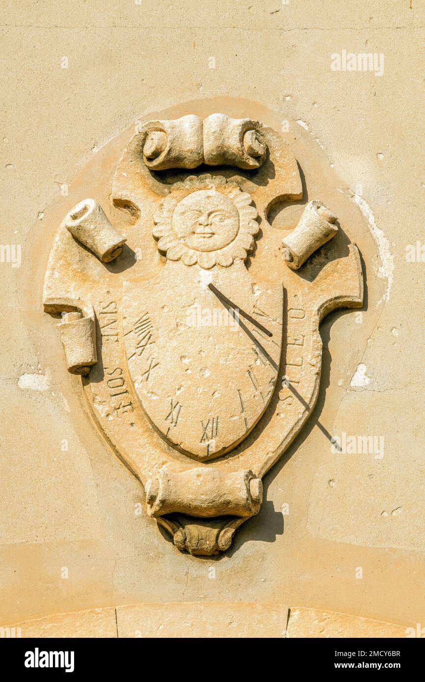 Sundial on a house wall, Mallorca Stock Photo