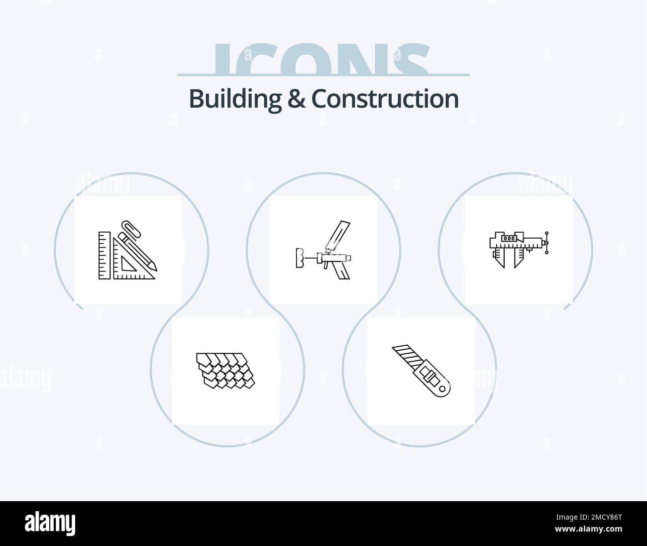 Building And Construction Line Icon Pack 5 Icon Design. box