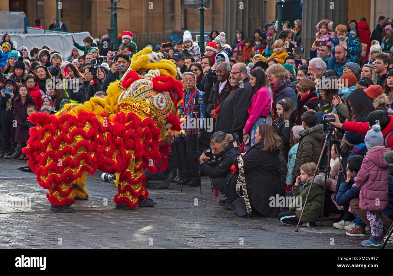 The Mound, Edinburgh, Scotland, UK. 22nd January 2023. Edinburgh city marks the Year of the Rabbit as the Chinese New Year launches today across the world. Pictured: Sir Geoff Palmer in the audience. Credit: Arch White/alamy live news. Stock Photo