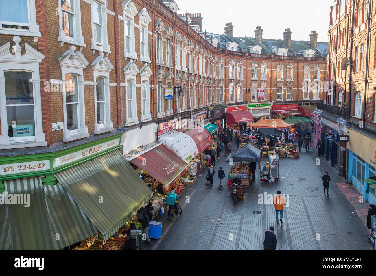 Electric Avenue Street Market Brixton London from above Stock Photo Alamy