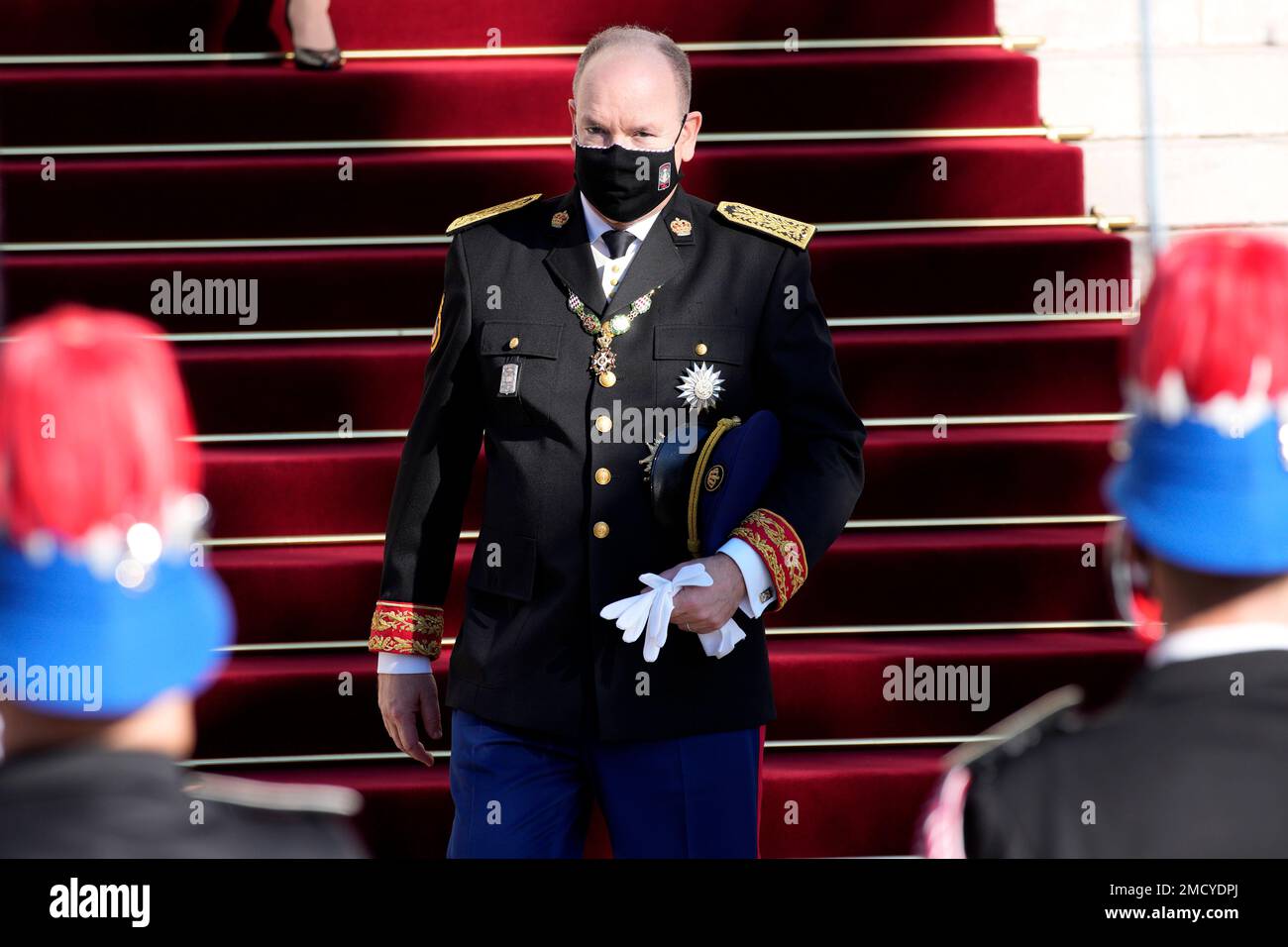 Monaco Ap Prince Albert of Monaco leaves the Monaco cathedral after a mass ...