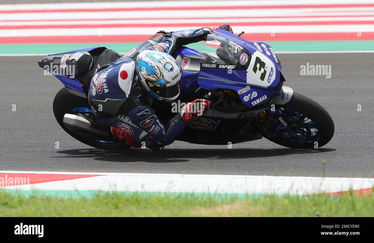 Team GRT Yamaha Kohta Nozane of Japan passes by during a free practice 1 Superbike World