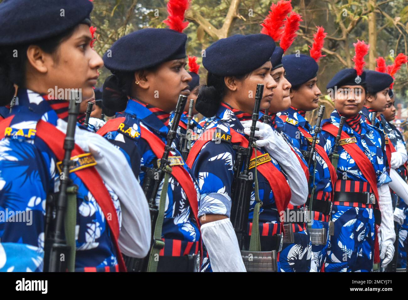 Kolkata, India. 22nd Jan, 2023. Members of the Rapid Action Force (RAF ...