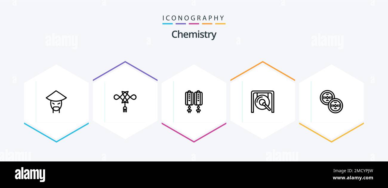 Chemistry 25 Line icon pack including newyear. new. newyear. chinese. decoration Stock Vector