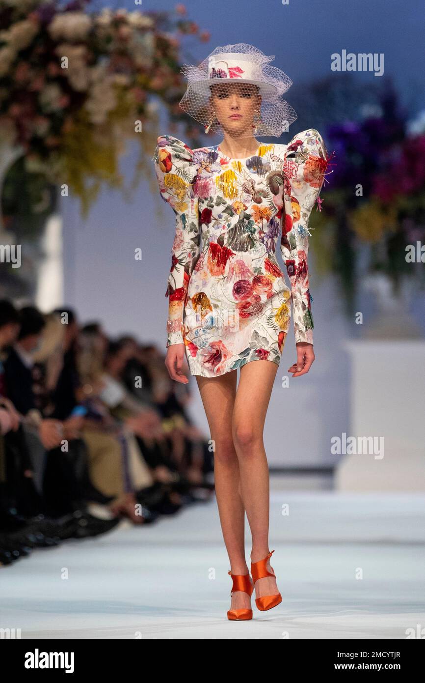 A model presents a creation from the Lithuanian designer Juozas ...