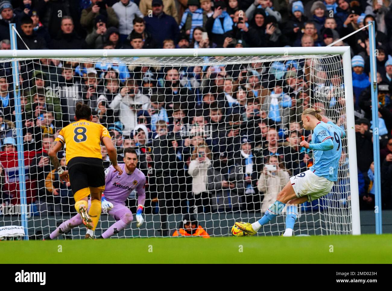 Manchester City's Erling Haaland scores their side's second goal of the